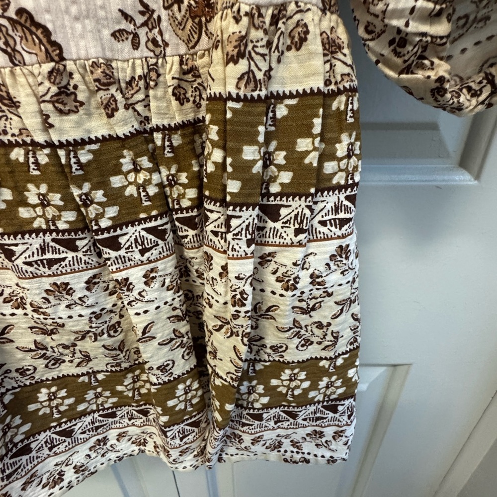 LOFT Women's Floral Tunic - Brown and Cream / Small - Picture 4 of 7